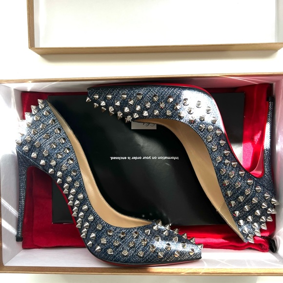 Christian Louboutin FOLLIES SPIKES 100 LAME LUX - Picture 16 of 16